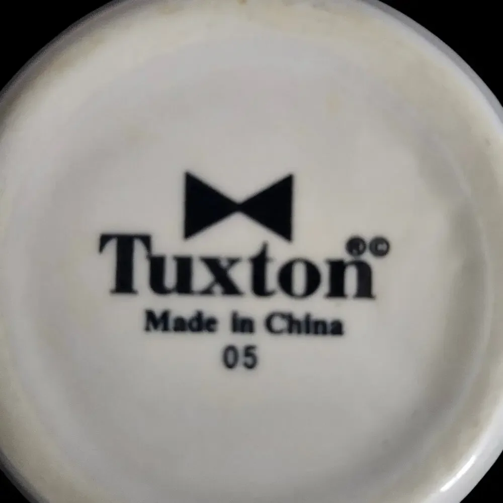 Tuxton Green Bay Stripe Coffee Cups Set of 2 White Restaurant Ware 3.75